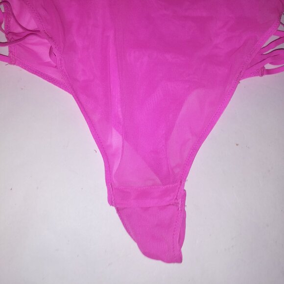 Auden Pink Lace Teddy Bodysuit XS Criss Cross Back NWT - Picture 9 of 12